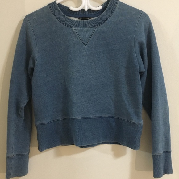 Club Monaco Cropped Blue Crewneck Sweatshirt XS - Picture 2 of 15